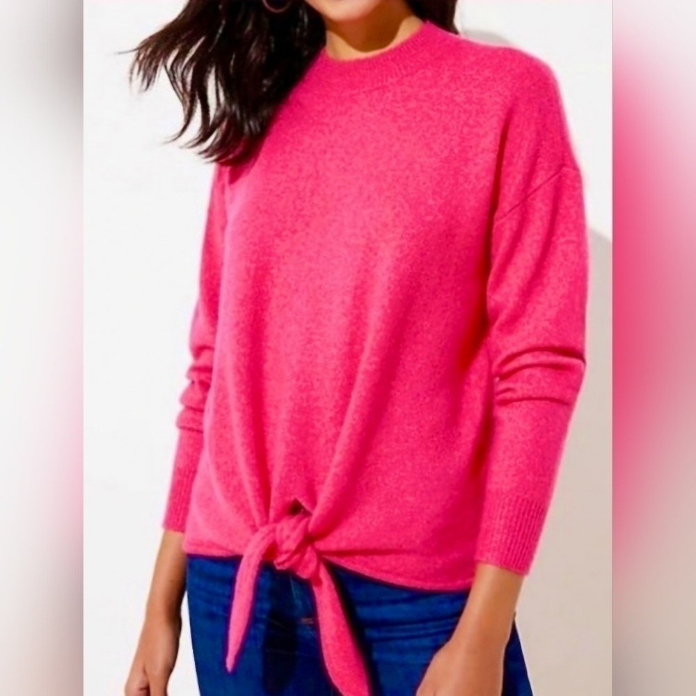 NWOT | LOFT  Ann Taylor | Mock Neck Front Tie Wool Blend Sweater | Size: M